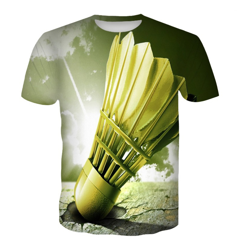Badminton Aesthetic - Badminton T-Shirt Raketle 3D Baskı Streetwear