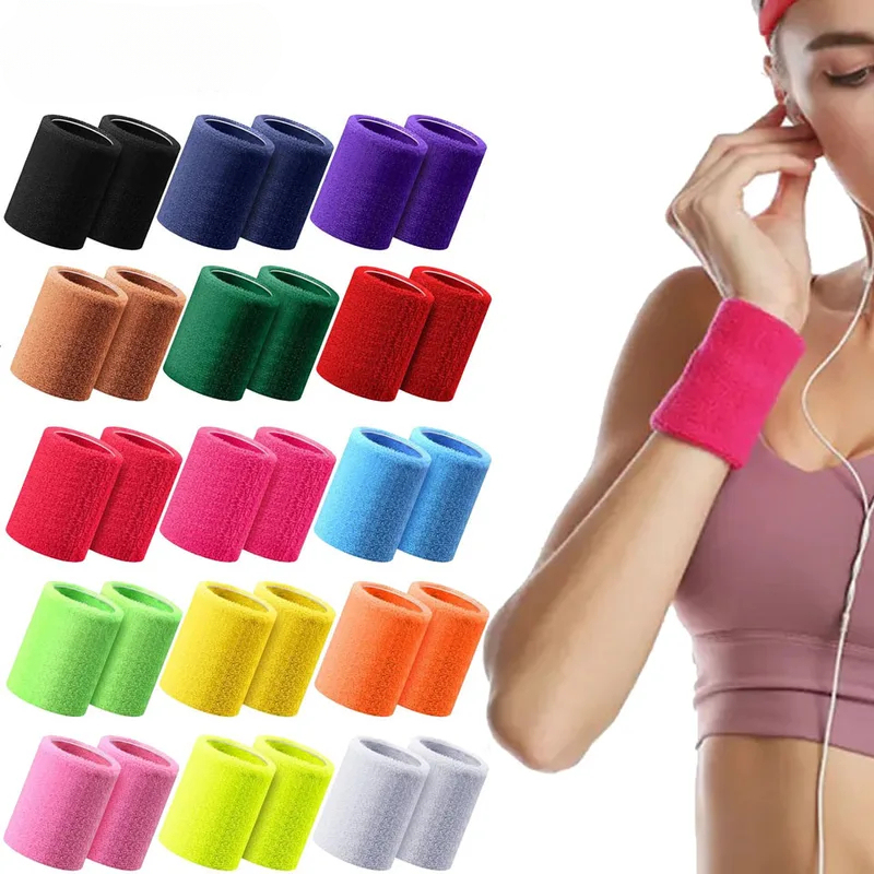 Wristband Pair Sweat - 1 Çift Spor Bileklikleri Pamuklu Ter